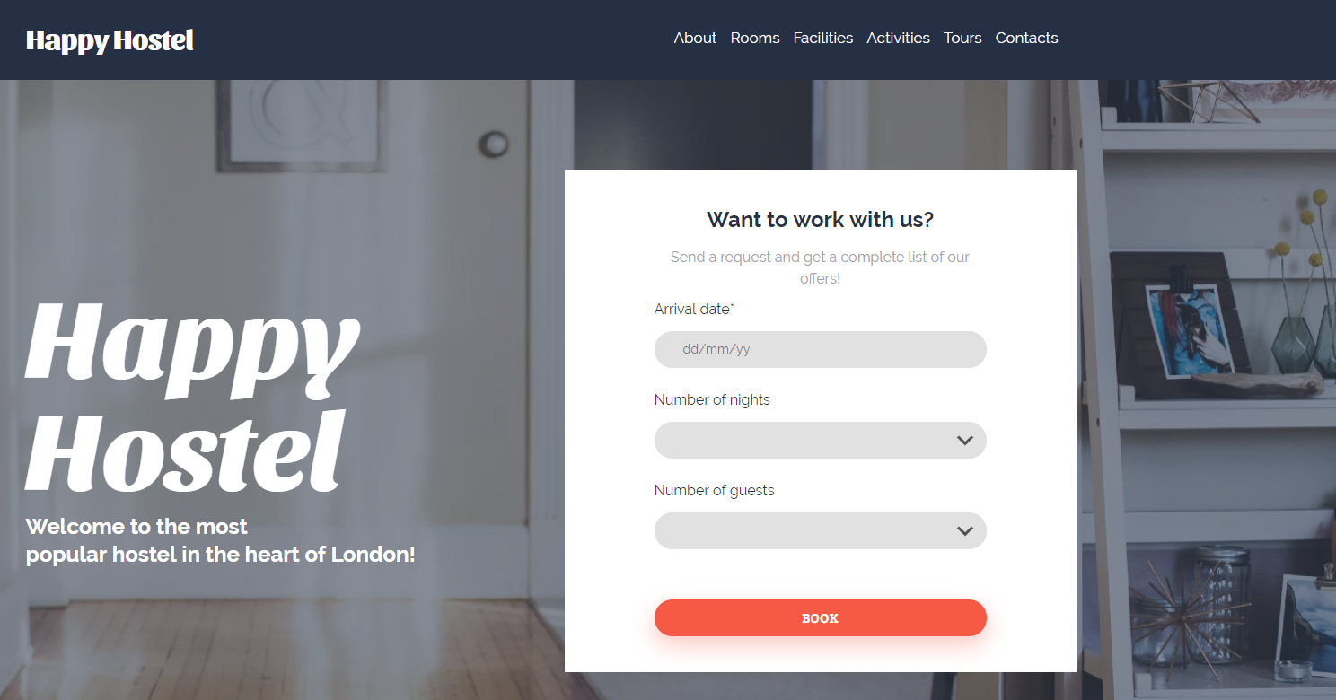 Hostel Website Templates Weblium