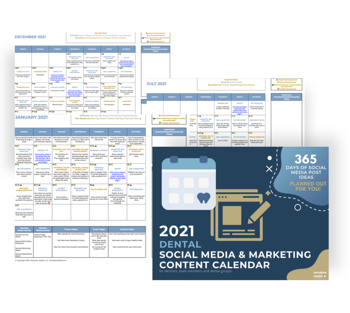 Dental Social Media Calendar 2024 Milly Rozanna