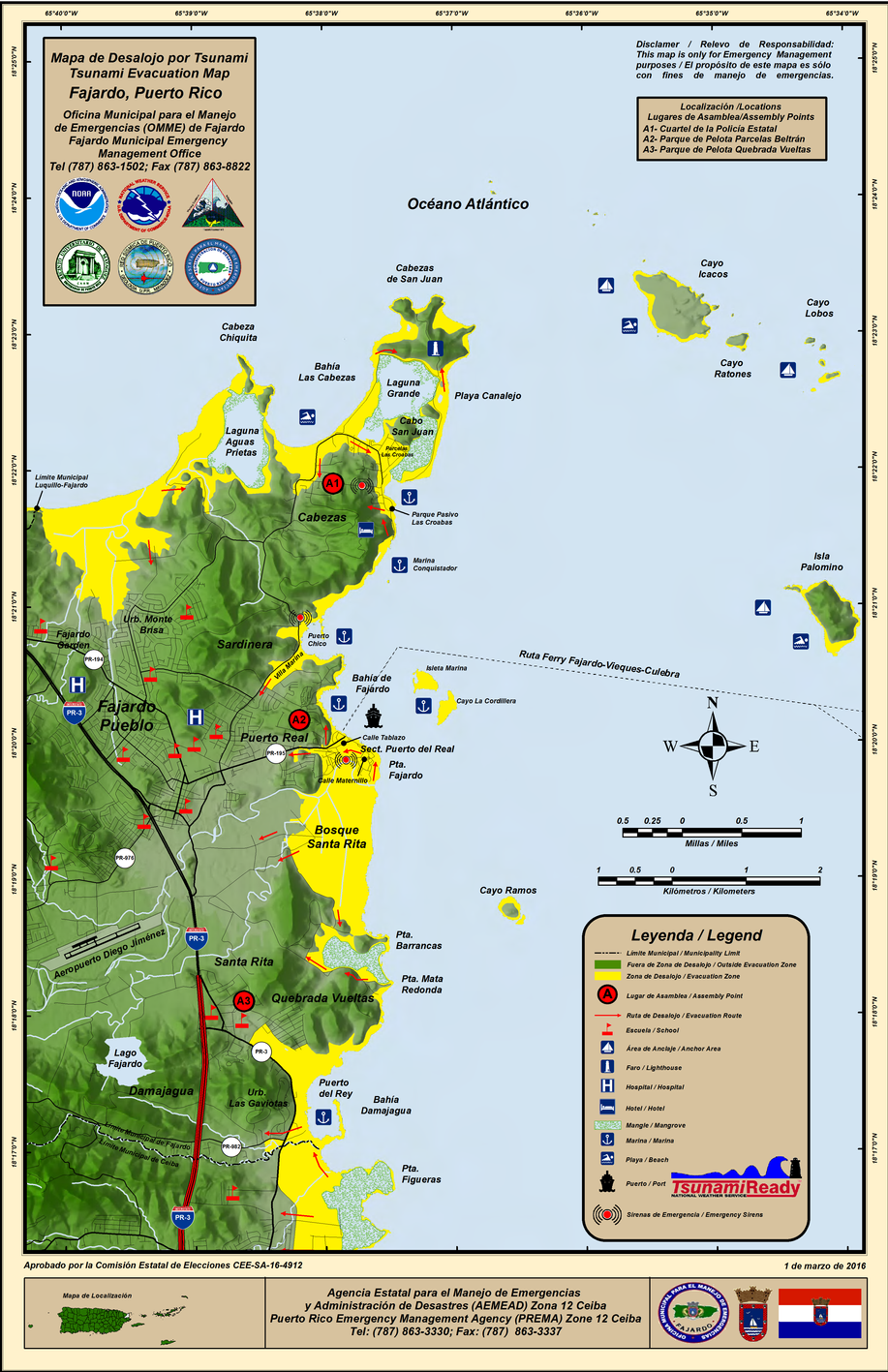 Municipio De Fajardo Mapa De Desalojo Por Tsunami