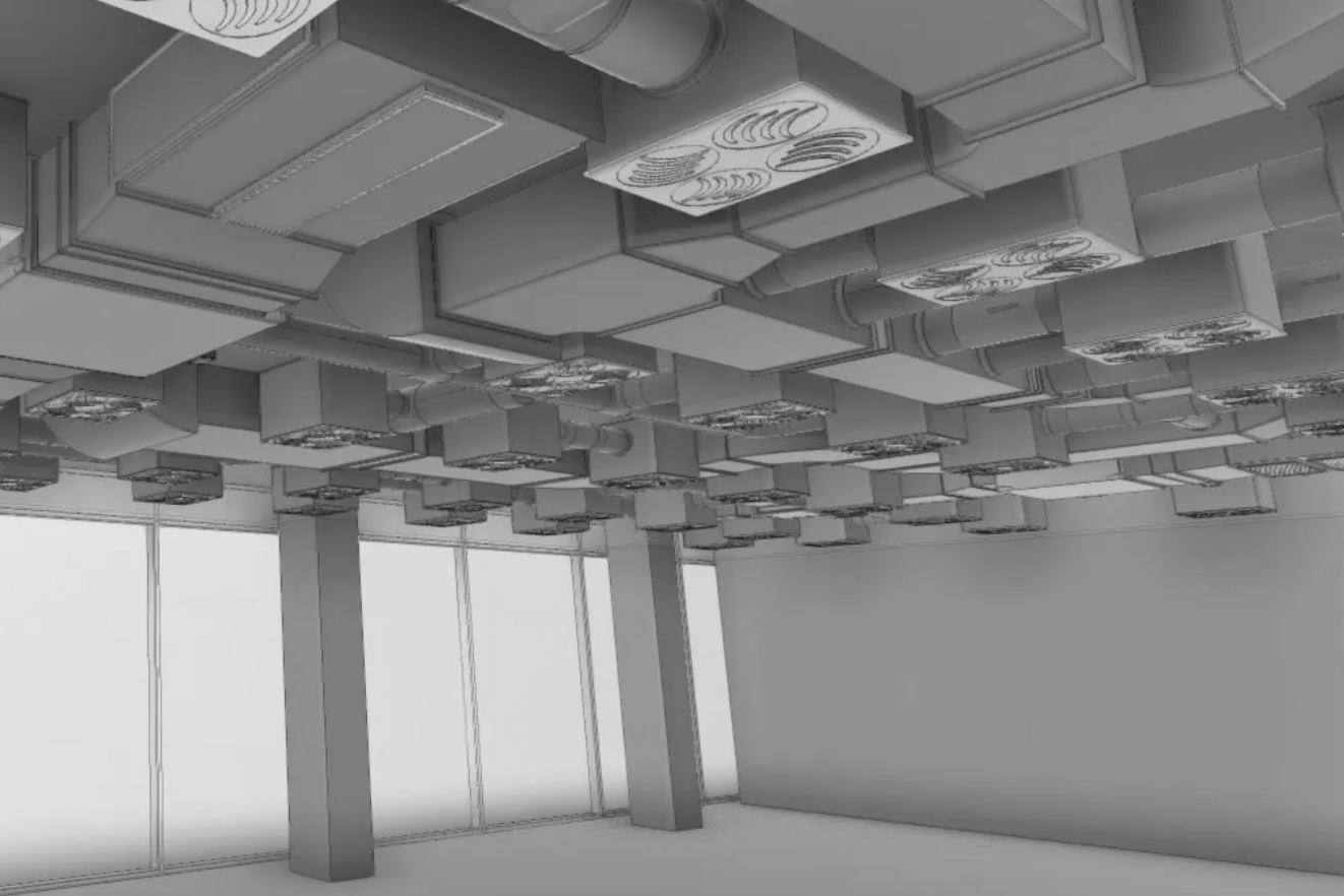 Premium Office MEP Design | Exposed Ceiling Ventilation – GE