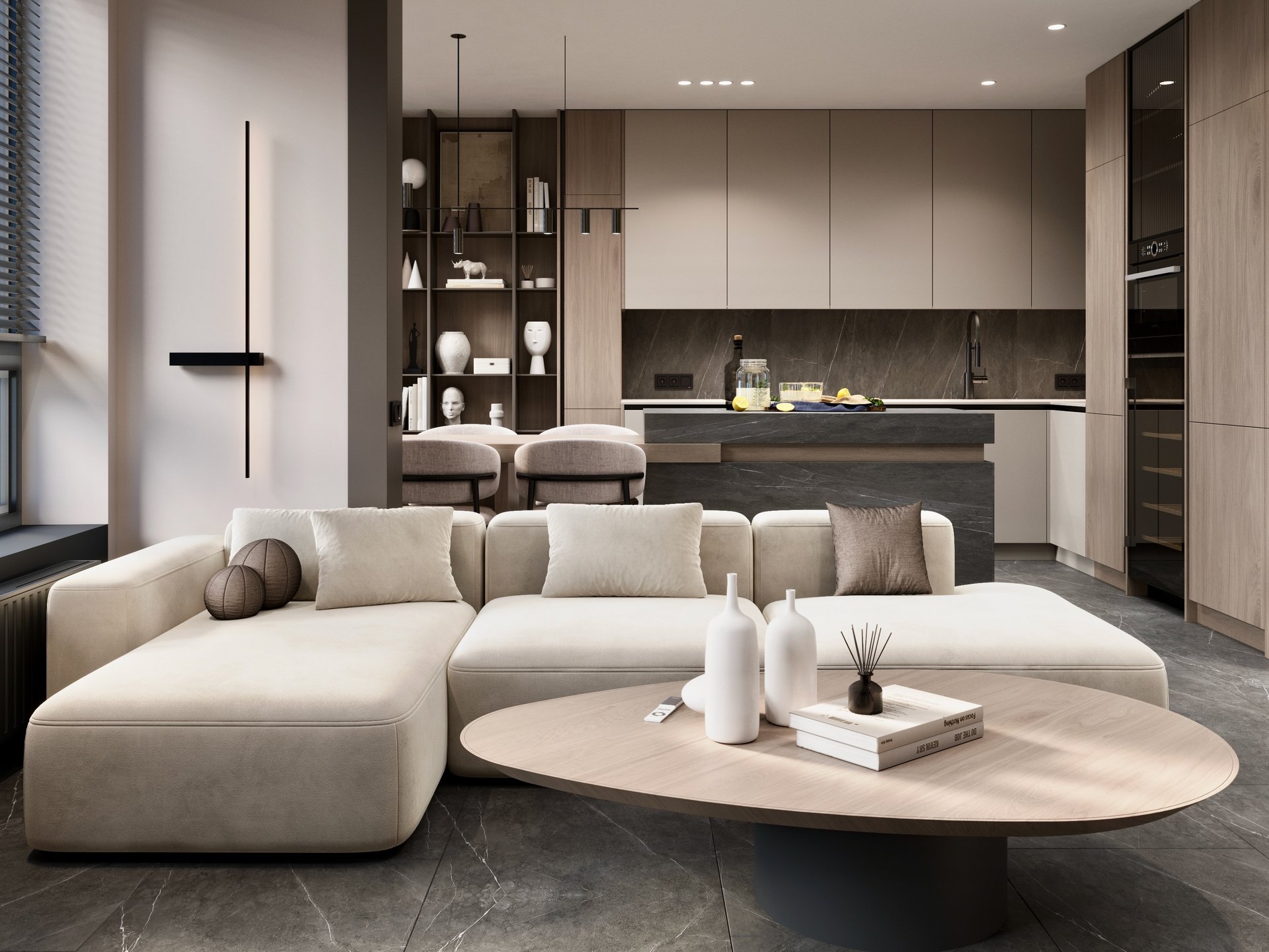 Luxury 80 m² apartment interior design in Kyiv