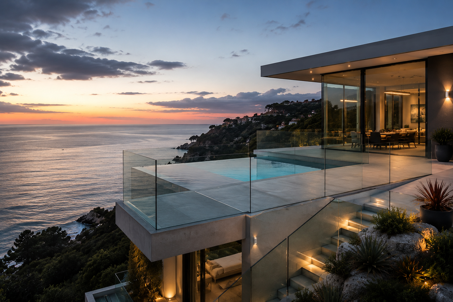 Modern glass railing system