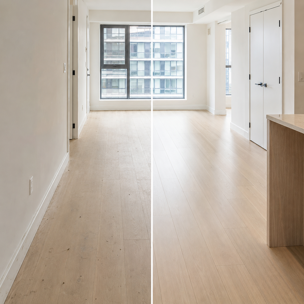 Before and after move-out floor cleaning