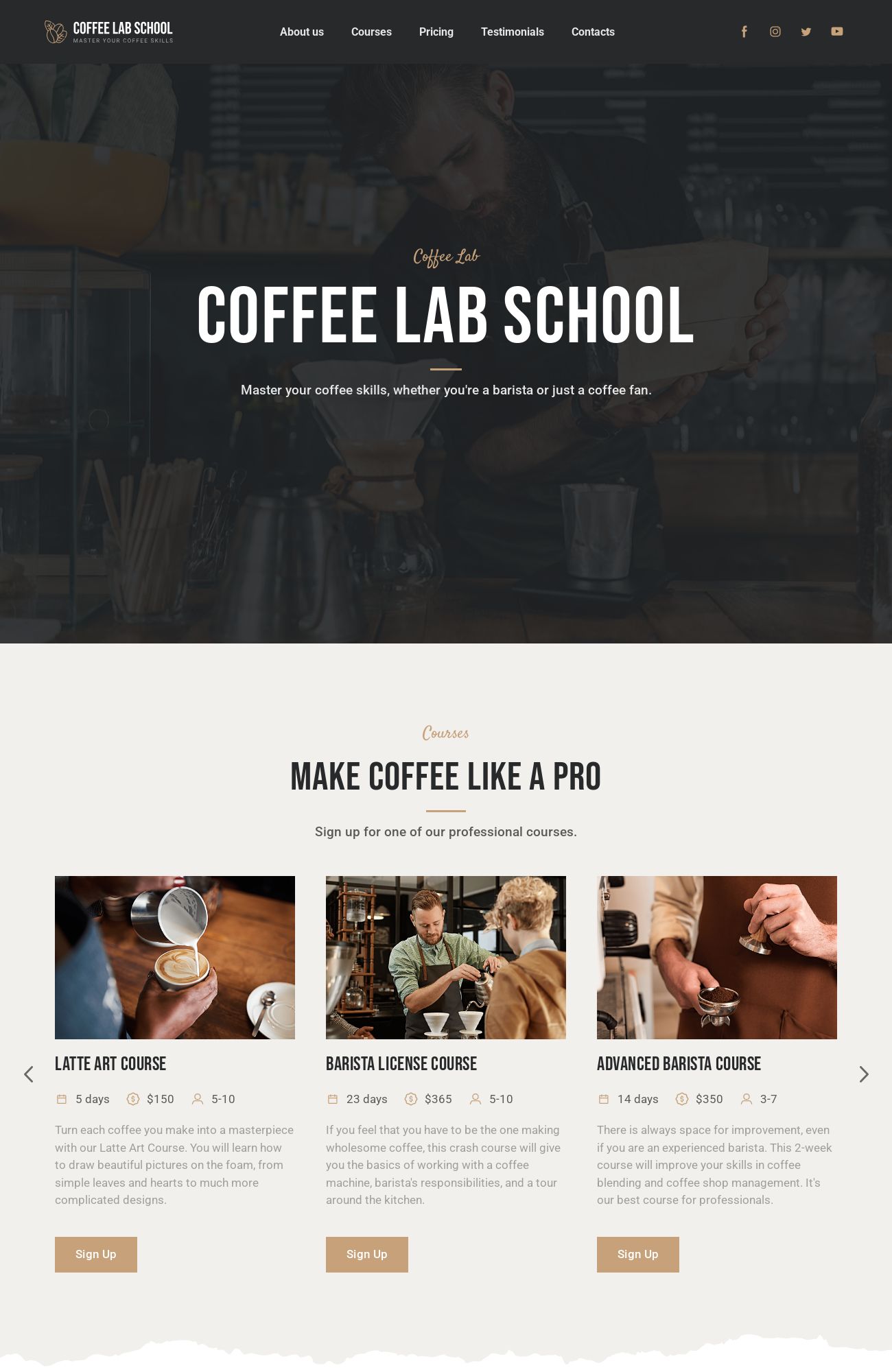 Barista school template