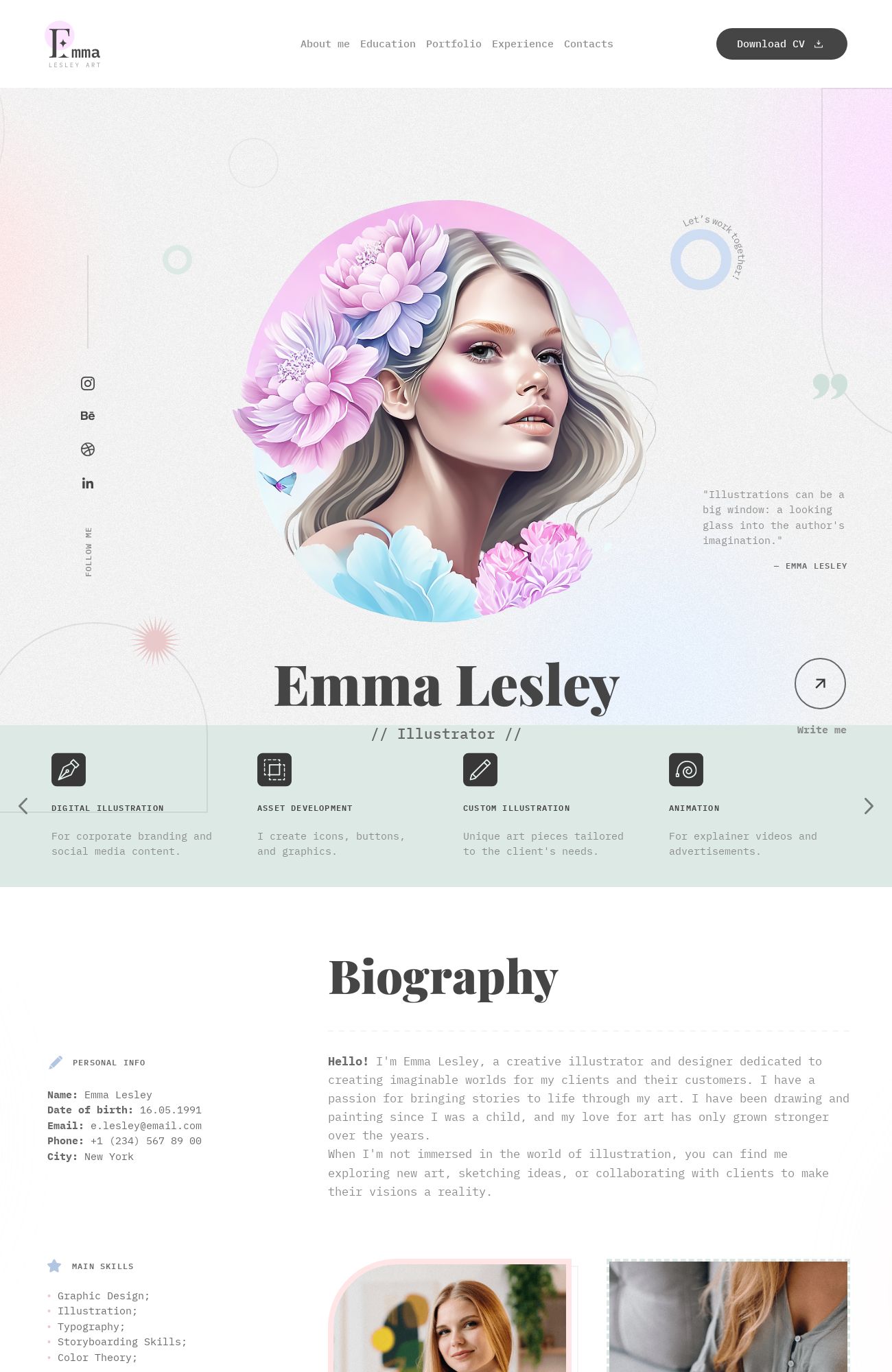 CV / Worker Portfolio template