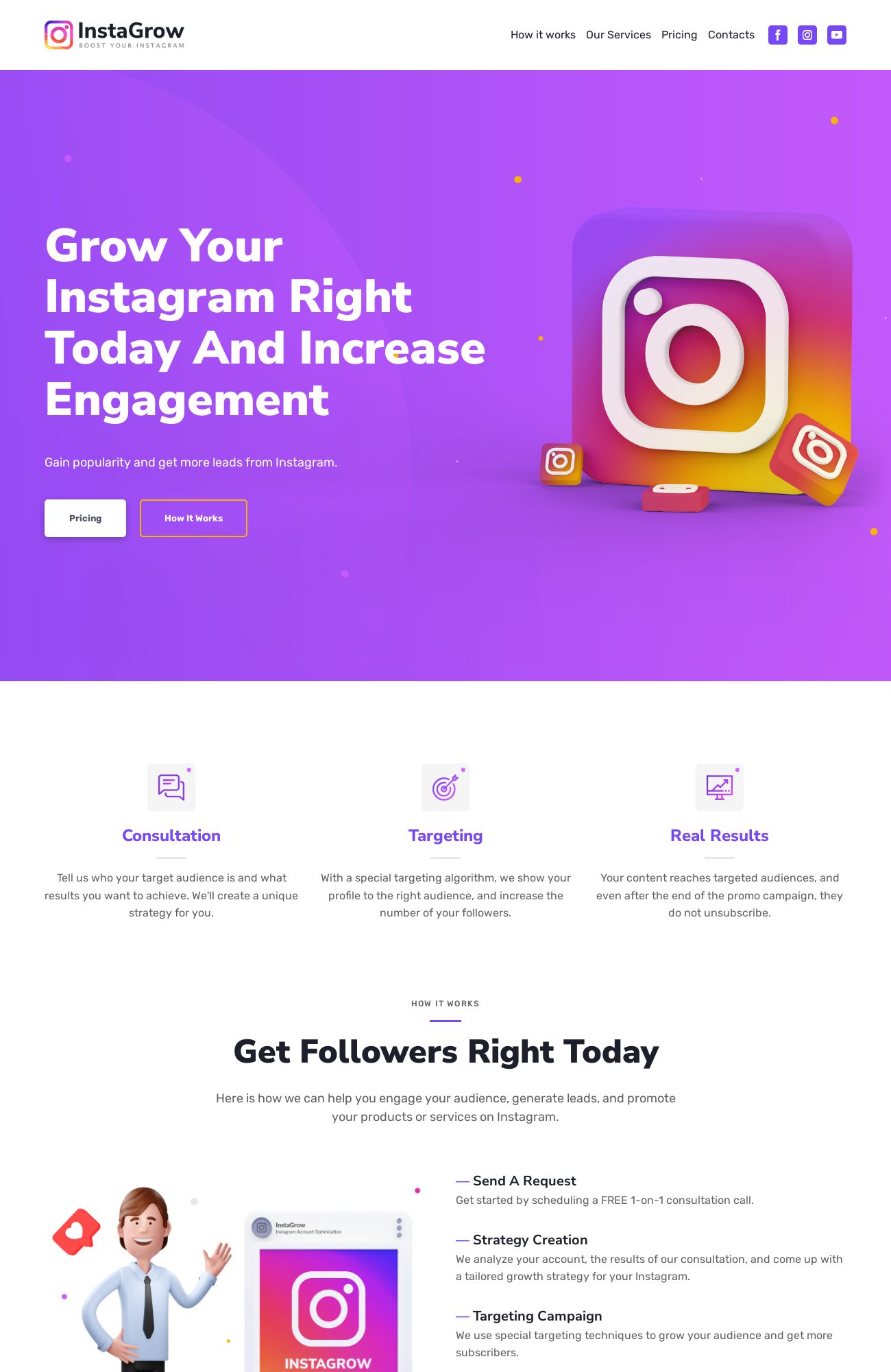 plantilla web de Crecimiento de Instagram