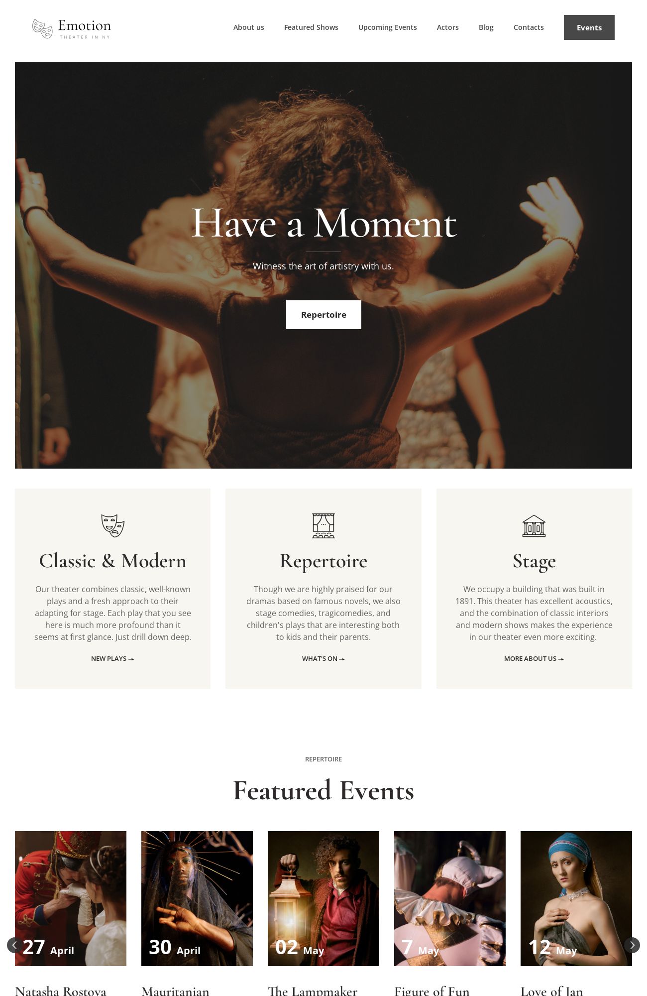 plantilla web de Teatro
