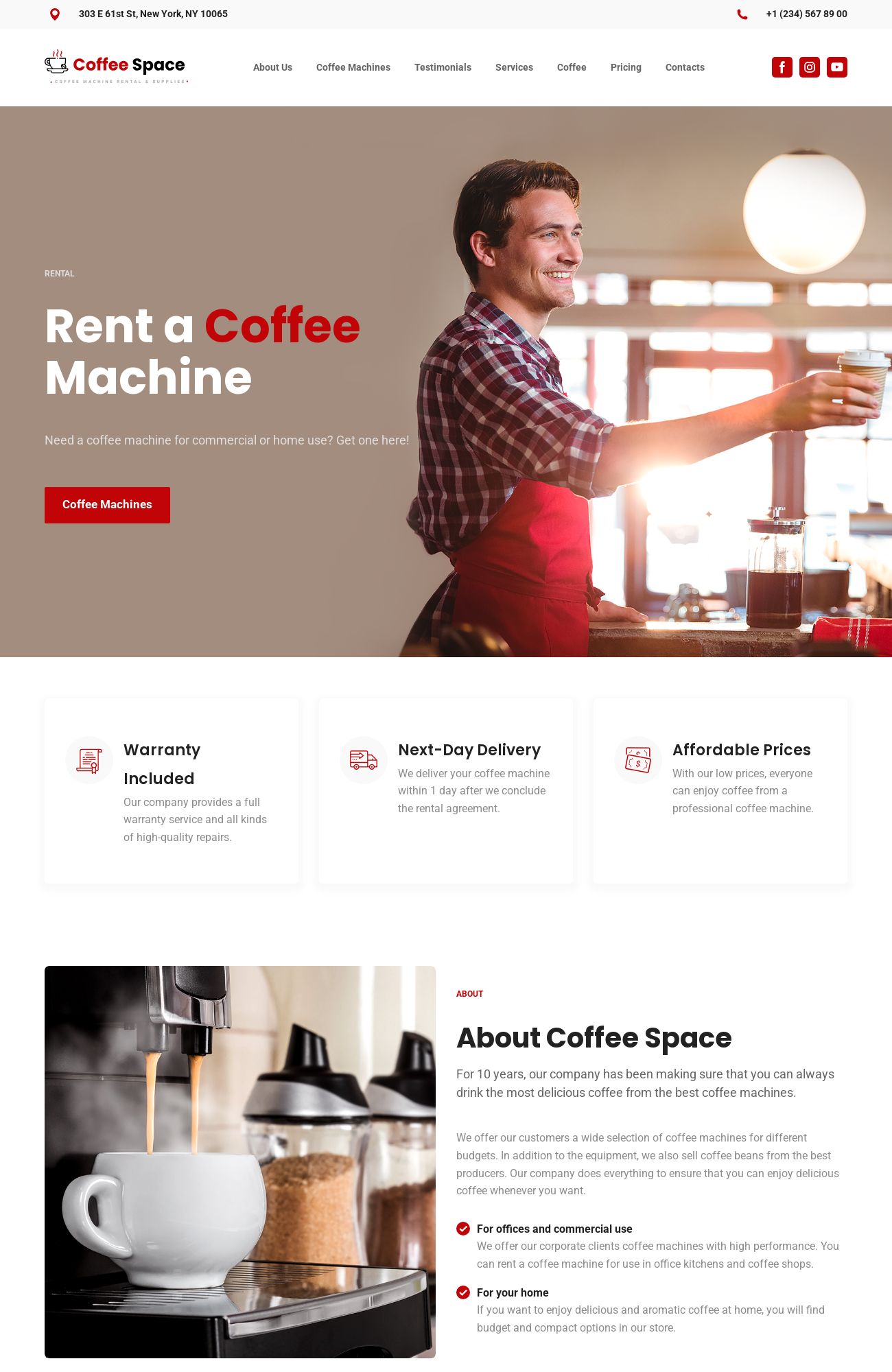 plantilla web de Alquiler de maquinas de cafe