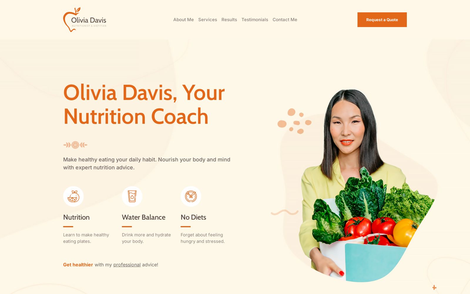 Nutritionist / Dietitian Website Design - Free Template by Weblium